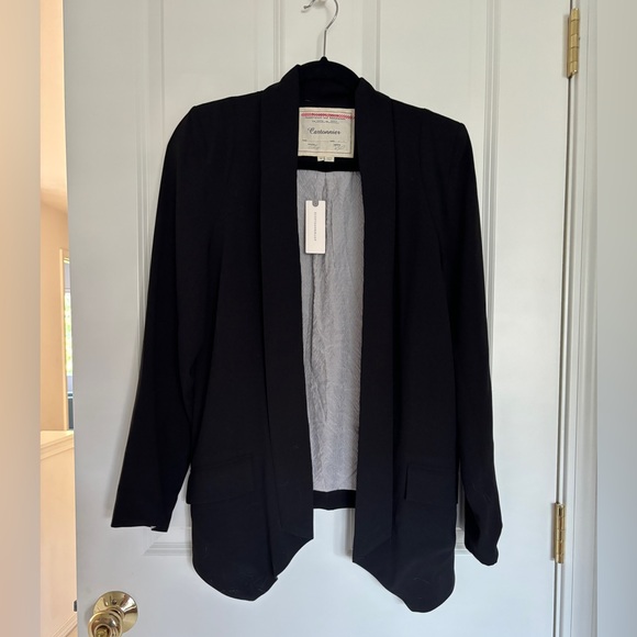 Anthropologie Cartonnier Cornerstone Open Drapey Black Blazer Suit Jacket - Picture 6 of 10
